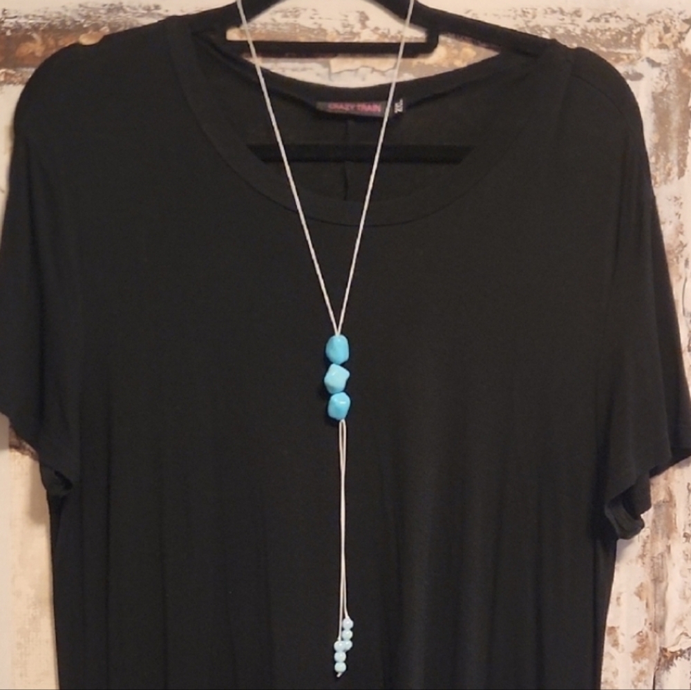 Blue Beaded Bolo Necklace